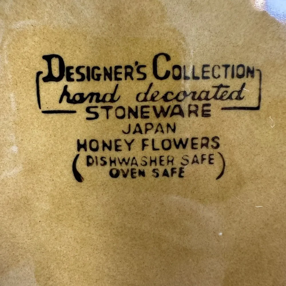 Vintage Designers Collection Japan Stoneware Honey Flowers Dinner Plates set/2
